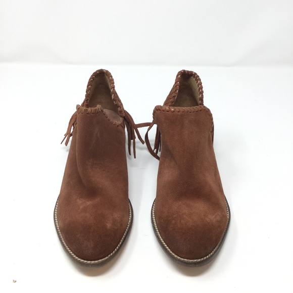Seychelles Cowboy Cognac Brown Suede Fringe Boots - Picture 3 of 5